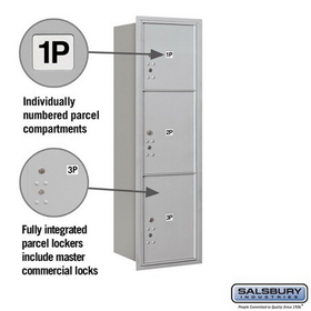Salsbury Industries 3714S-3PARP Recessed Mounted 4C Horizontal Mailbox-14 Door High Unit (51 1/2 Inches)-Single Column-Stand-Alone Parcel Locker-1 PL4/2 PL5