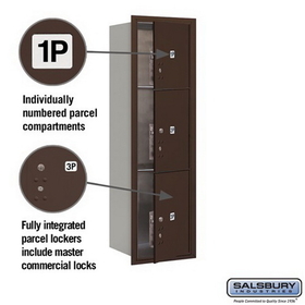 Salsbury Industries 3714S-3PZFP Recessed Mounted 4C Horizontal Mailbox-14 Door High Unit (51 1/2 Inches)-Single Column-Stand-Alone Parcel Locker-1 PL4 and 2 PL5