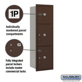 Salsbury Industries 3714S-3PZRP Recessed Mounted 4C Horizontal Mailbox-14 Door High Unit (51 1/2 Inches)-Single Column-Stand-Alone Parcel Locker-1 PL4 and 2 PL5