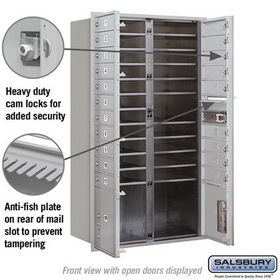 Salsbury Industries 3715D-20AFP Recessed Mounted 4C Horizontal Mailbox - 15 Door High Unit (55 Inches) - Double Column - 20 MB1 Doors / 2 PL4