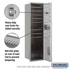 Salsbury Industries 3715S-07AFP Recessed Mounted 4C Horizontal Mailbox - 15 Door High Unit (55 Inches) - Single Column - 7 MB1 Doors / 1 PL6 - Aluminum - Front Loading - Private Access