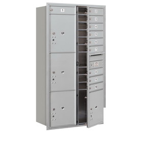 Salsbury Industries Recessed Mounted 4C Horizontal Mailbox-Maximum Height Unit (56-3/4 Inches)-Double Column-10 MB1 Doors / 2 PL4.5's and 2 PL5's-Front Loading-Private Access