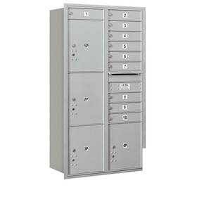 Salsbury Industries Recessed Mounted 4C Horizontal Mailbox-Maximum Height Unit (56-3/4 Inches)-Double Column-10 MB1 Doors / 2 PL4.5's and 2 PL5's-Rear Loading-Private Access