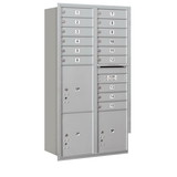 Salsbury Industries Recessed Mounted 4C Horizontal Mailbox-Maximum Height Unit (56-3/4 Inches)-Double Column-15 MB1 Doors / 2 PL4.5's and 1 PL5-Rear Loading-Private Access