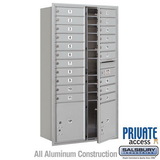 Salsbury Industries Maximum Height Recessed Mounted 4C Horizontal Mailbox with 20 Doors and 2 Parcel Lockers with Private Access - Front Loading