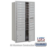 Salsbury Industries Maximum Height Recessed Mounted 4C Horizontal Mailbox with 20 Doors and 2 Parcel Lockers with USPS Access - Front Loading