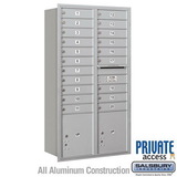 Salsbury Industries Maximum Height Recessed Mounted 4C Horizontal Mailbox with 20 Doors and 2 Parcel Lockers with Private Access - Rear Loading