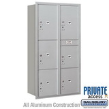 Salsbury Industries Maximum Height Recessed Mounted 4C Horizontal Parcel Locker with 6 Parcel Lockers with Private Access - Rear Loading