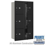 Salsbury Industries 3716D-6PBFP Maximum Height Recessed Mounted 4C Horizontal Parcel Locker with 6 Parcel Lockers in Black with Private Access - Front Loading