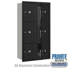 Salsbury Industries Maximum Height Recessed Mounted 4C Horizontal Parcel Locker with 6 Parcel Lockers in Black with Private Access