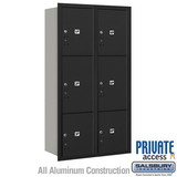 Salsbury Industries 3716D-6PBRP Maximum Height Recessed Mounted 4C Horizontal Parcel Locker with 6 Parcel Lockers in Black with Private Access - Rear Loading