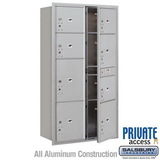 Salsbury Industries Maximum Height Recessed Mounted 4C Horizontal Parcel Locker with 8 Parcel Lockers with Private Access - Front Loading