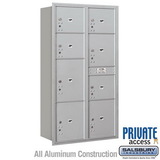 Salsbury Industries Maximum Height Recessed Mounted 4C Horizontal Parcel Locker with 8 Parcel Lockers with Private Access - Rear Loading