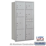 Salsbury Industries Maximum Height Recessed Mounted 4C Horizontal Parcel Locker with 8 Parcel Lockers with USPS Access - Rear Loading