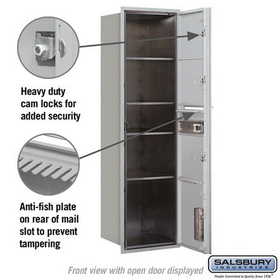 Salsbury Industries 3716S-03AFP Recessed Mounted 4C Horizontal Mailbox - Maximum Height Unit (56 3/4 Inches) - Single Column - 3 MB3 Doors / 1 PL4.5 - Aluminum - Front Loading - Private Access