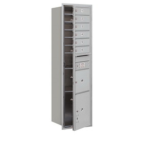 Salsbury Industries Recessed Mounted 4C Horizontal Mailbox - Maximum Height Unit (56-3/4 Inches) - Single Column - 6 MB1 Doors / 1 PL3 and 1 PL4.5 - Front Loading - USPS Access