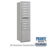 Salsbury Industries Maximum Height Recessed Mounted 4C Horizontal Mailbox with 9 Doors and 1 Parcel Locker with Private Access - Rear Loading