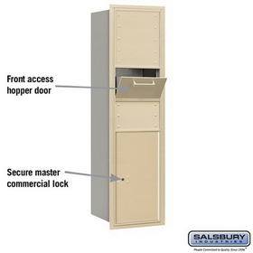 Salsbury Industries 3716S-1CSR Maximum Height Recessed Mounted 4C Horizontal Collection Box in Sandstone - Rear Access
