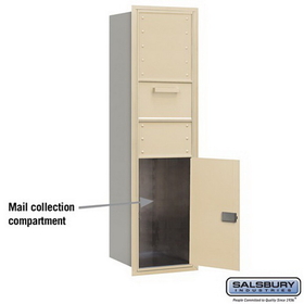 Salsbury Industries 3716S-1CSR Maximum Height Recessed Mounted 4C Horizontal Collection Box in Sandstone - Rear Access