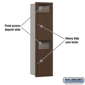 Salsbury Industries 3716S-2BZR Maximum Height Recessed Mounted 4C Horizontal Receptacle Bin with 2 Bins in Bronze - Rear Access