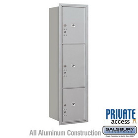 Salsbury Industries Maximum Height Recessed Mounted 4C Horizontal Parcel Locker with 3 Parcel Lockers with Private Access - Rear Loading