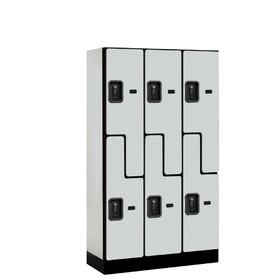 Salsbury 12" Wide Double Tier 'S' Style Designer Wood Locker - 3 Wide - 5 Feet High - 15 Inches Deep - Resettable Combination Locks