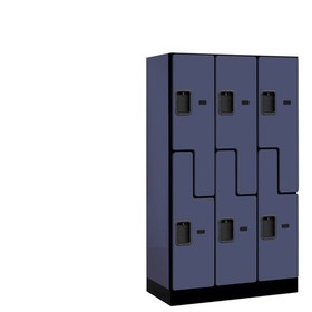 Salsbury Industries 12" Wide Double Tier 'S' Style Designer Wood Locker - 3 Wide - 5 Feet High - 18 Inches Deep