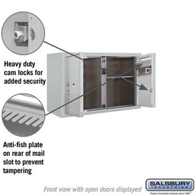 Salsbury Industries 3805D-01AFP Surface Mounted 4C Horizontal Mailbox Unit - 5 Door High Unit (21-1/8 Inches) - Double Column - 1 MB3 Door / 1 PL5 - Aluminum - Front Loading - Private Access