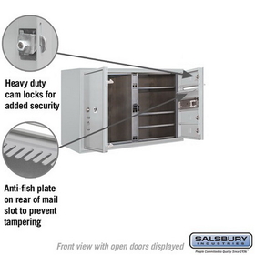 Salsbury Industries 3805D-03AFP Surface Mounted 4C Horizontal Mailbox Unit - 5 Door High Unit (21-1/8 Inches) - Double Column - 3 MB1 Doors / 1 PL5 - Aluminum - Front Loading - Private Access