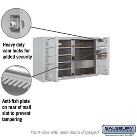 Salsbury Industries 3805D-07AFP Surface Mounted 4C Horizontal Mailbox Unit - 5 Door High Unit (21-1/8 Inches) - Double Column - 7 MB1 Doors - Aluminum - Front Loading - Private Access
