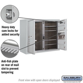 Salsbury Industries 3806D-04AFP Surface Mounted 4C Horizontal Mailbox Unit - 6 Door High Unit (24-5/8 Inches) - Double Column - 4 MB1 Doors / 1 PL6 - Aluminum - Front Loading - Private Access