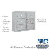 Salsbury Industries 6 Door High Surface Mounted 4C Horizontal Mailbox with 5 Doors and 1 Parcel Locker with Private Access
