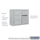 Salsbury Industries 6 Door High Surface Mounted 4C Horizontal Mailbox with 5 Doors and 1 Parcel Locker with USPS Access