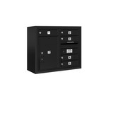 Salsbury Industries 3806D-05BFP 6 Door High Surface Mounted 4C Horizontal Mailbox with 5 Doors and 1 Parcel Locker in Black with Private Access