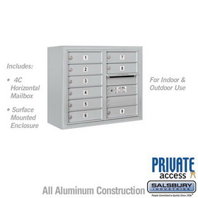 Salsbury Industries 6 Door High Surface Mounted 4C Horizontal Mailbox with 9 Doors with Private Access