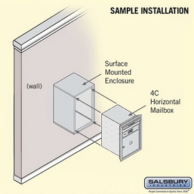 Salsbury Industries 3806S-01AFP Surface Mounted 4C Horizontal Mailbox Unit - 6 Door High Unit (24-5/8 Inches) - Single Column - 1 MB4 Door - Aluminum - Front Loading - Private Access