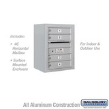 Salsbury Industries 6 Door High Surface Mounted 4C Horizontal Mailbox with 4 Doors with USPS Access