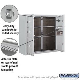 Salsbury Industries 3807D-05AFP Surface Mounted 4C Horizontal Mailbox Unit - 7 Door High Unit (28-1/8 Inches) - Double Column - 3 MB2 Doors/2 MB3 Doors - Aluminum - Front Loading - Private Access