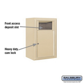 Salsbury Industries 3807S-1BSF Surface Mounted 4C Horizontal Receptacle Bin (Includes 3707S-1BSF and 3807S-SAN Enclosure) - Single Column - 1 Receptacle Bin - Sandstone - Front Access