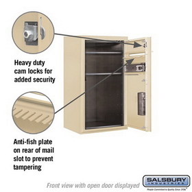 Salsbury Industries 3808S-01SFU Surface Mounted 4C Horizontal Mailbox Unit - 8 Door High Unit (31-5/8 Inches) - Single Column - 1 MB1 Door / 1 PL5 - Sandstone - Front Loading - USPS Access