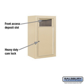 Salsbury Industries 3808S-1BSF Surface Mounted 4C Horizontal Receptacle Bin (Includes 3708S-1BSF and 3808S-SAN Enclosure) - Single Column - 1 Receptacle Bin - Sandstone - Front Access