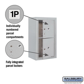 Salsbury Industries 3808S-2PAFU Surface Mounted 4C Horizontal Mailbox Unit-8 Door High Unit (31-5/8 Inches)-Single Column-Stand-Alone Parcel Locker-2 PL4