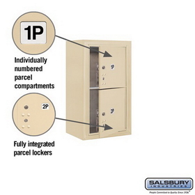 Salsbury Industries 3808S-2PSFU Surface Mounted 4C Horizontal Mailbox Unit-8 Door High Unit (31-5/8 Inches)-Single Column-Stand-Alone Parcel Locker-2 PL4