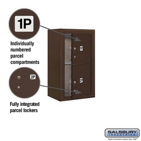 Salsbury Industries 3808S-2PZFU Surface Mounted 4C Horizontal Mailbox Unit-8 Door High Unit (31-5/8 Inches)-Single Column-Stand-Alone Parcel Locker-2 PL4