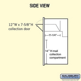 Salsbury Industries 3809S-1CGF Surface Mounted 4C Horizontal Collection Box (Includes 3709S-1CGF and 3809S-GLD Enclosure) - Single Column - Gold - Front Access