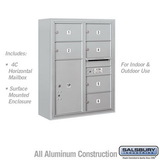 Salsbury Industries 10 Door High Surface Mounted 4C Horizontal Mailbox with 6 Doors and 2 Parcel Lockers with USPS Access