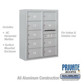 Salsbury Industries 10 Door High Surface Mounted 4C Horizontal Mailbox with 9 Doors and 2 Parcel Lockers with Private Access