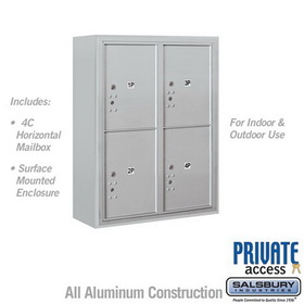 Salsbury Industries 10 Door High Surface Mounted 4C Horizontal Parcel Locker with 4 Parcel Lockers with Private Access