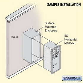 Salsbury Industries 3810S-02GFU Surface Mounted 4C Horizontal Mailbox Unit - 10 Door High Unit (38-5/8 Inches) - Single Column - 2 MB1 Doors / 1 PL6 - Gold - Front Loading - USPS Access