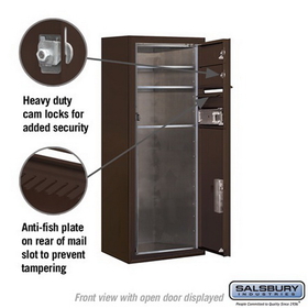 Salsbury Industries 3810S-02ZFU Surface Mounted 4C Horizontal Mailbox Unit - 10 Door High Unit (38-5/8 Inches) - Single Column - 2 MB1 Doors / 1 PL6 - Bronze - Front Loading - USPS Access